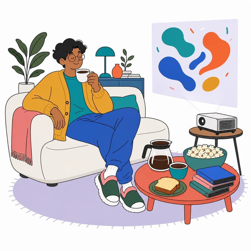毎月届いたコーヒーを家で楽しむイラスト